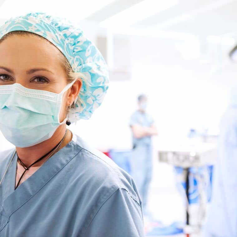 A healthcare provider in an operating room.